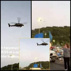 An unmarked helicopter reportedly performed a "rotor wash" over a Helene recovery site in Burnsville, North Carolina.