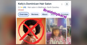 Screenshot exposing Kelly's Dominican Hair Salon racist Google photo that sparked viral outrage