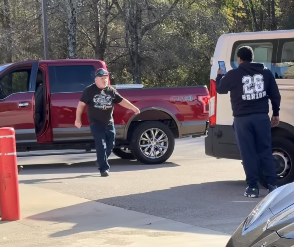 Driver jumping out of truck during New Bern gas station video