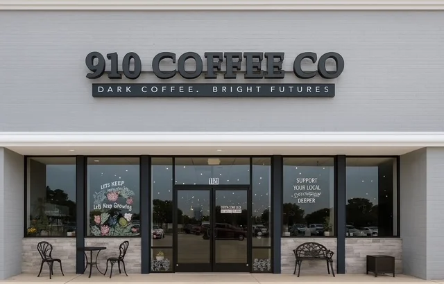 910 Coffee Co. storefront in Jacksonville, North Carolina