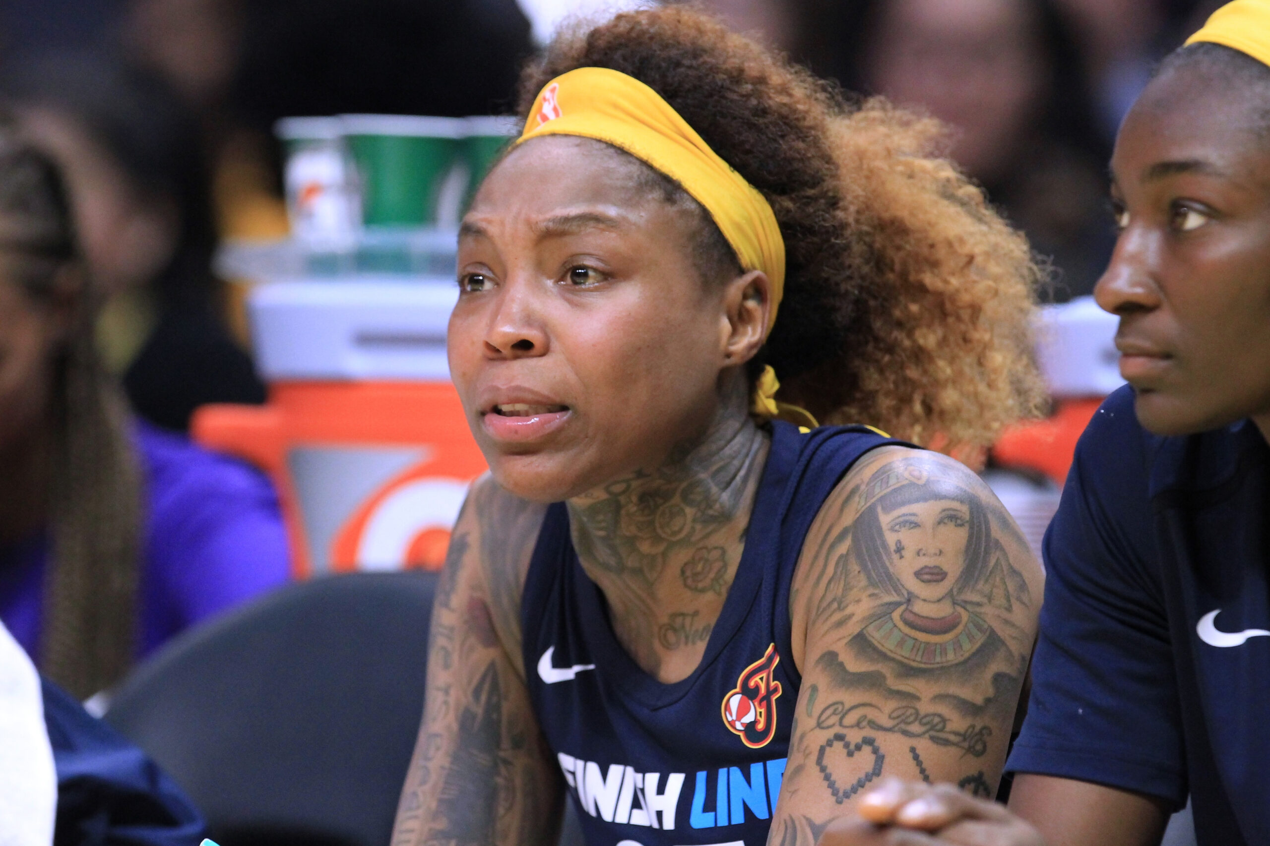 LOS ANGELES, CA - JULY 20: Cappie Pondexter #25 of the Indiana Fever looks on during a time out against the Los Angeles Sparks during a WNBA basketball game at Staples Center on July 20, 2018 in Los Angeles, California. (Photo by Leon Bennett/Getty Images)