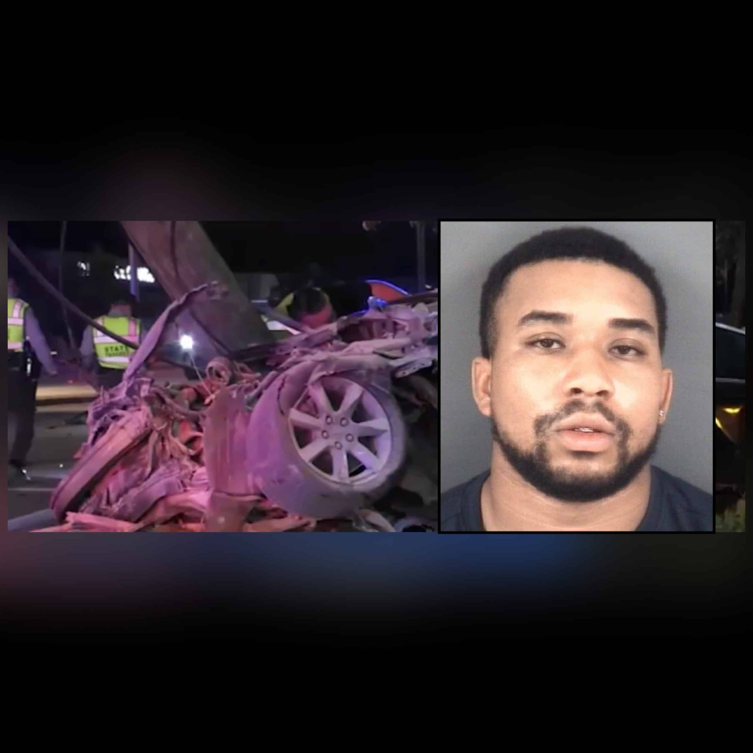 Darren Powell and his 2012 Acura, which collided with a light pole and ignited in Cumberland County.