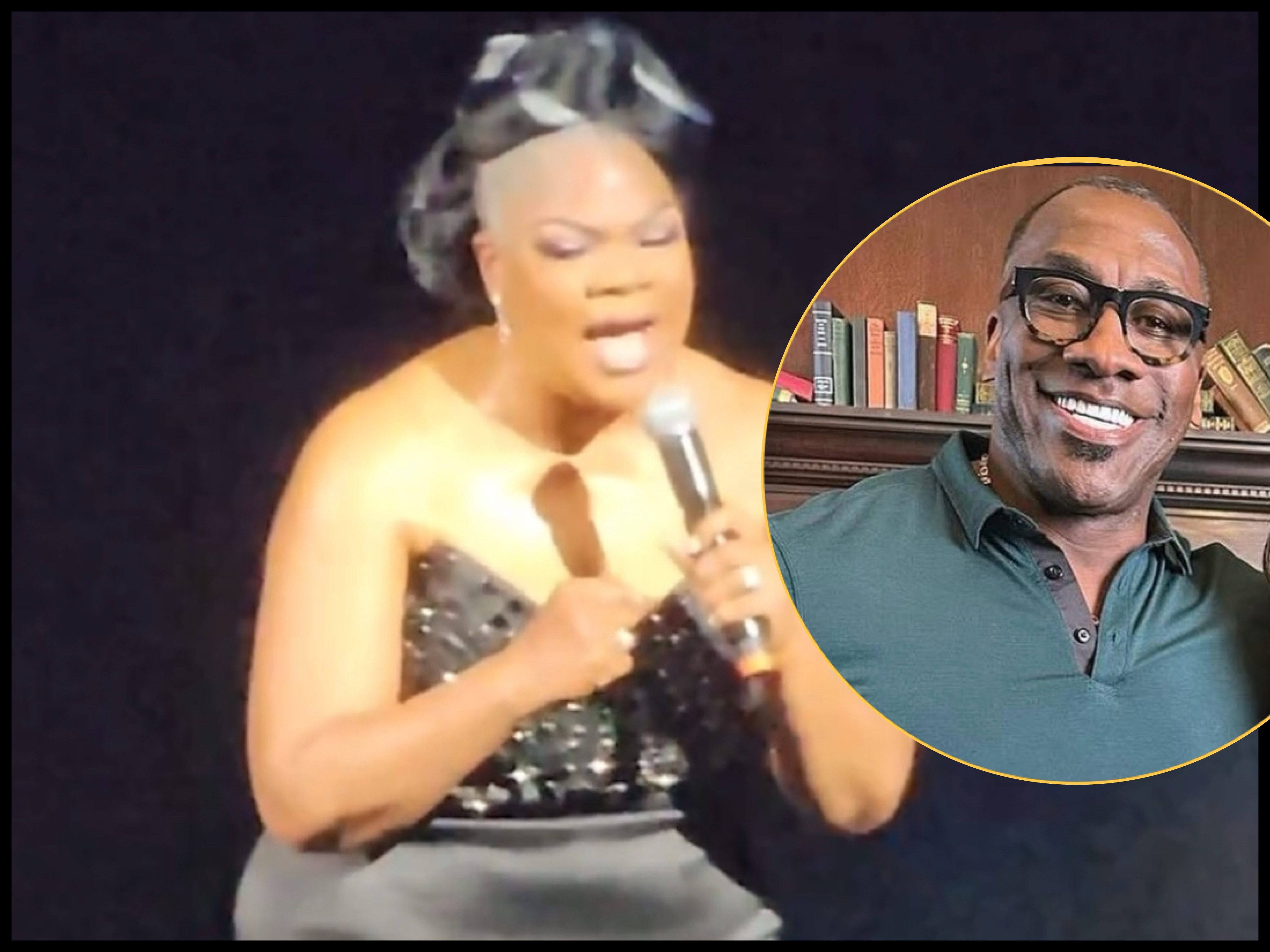 Mo’Nique reacts to Shannon Sharpe lawsuit during her appearance on stage at Katt Williams’ “Heaven on Earth” tour in Columbia, South Carolina.