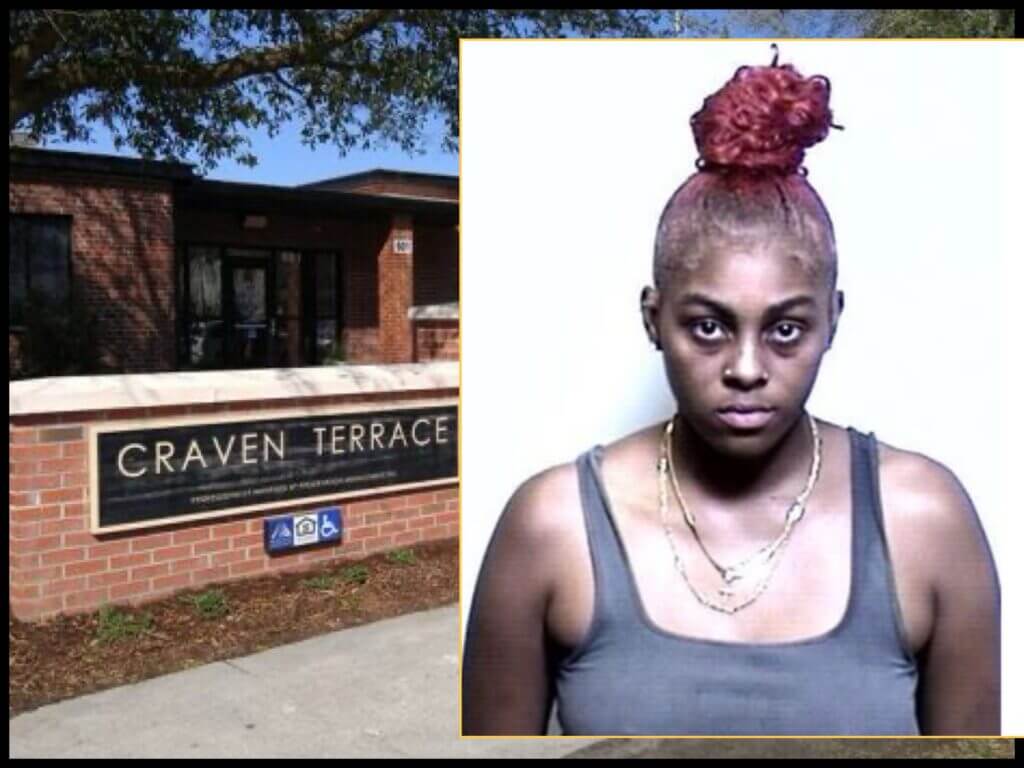 Apriel Hearnes arrested in New Bern for stabbing her sister after an argument at Craven Terrace Apartments