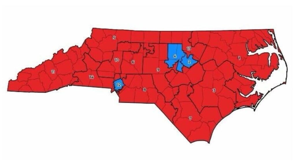 North Carolina gerrymandering map Republican districts