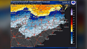 Expected snowfall map: Official NWS forecast for North Carolina regions