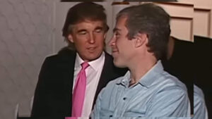 Donald Trump and Jeffrey Epstein posing together at an event