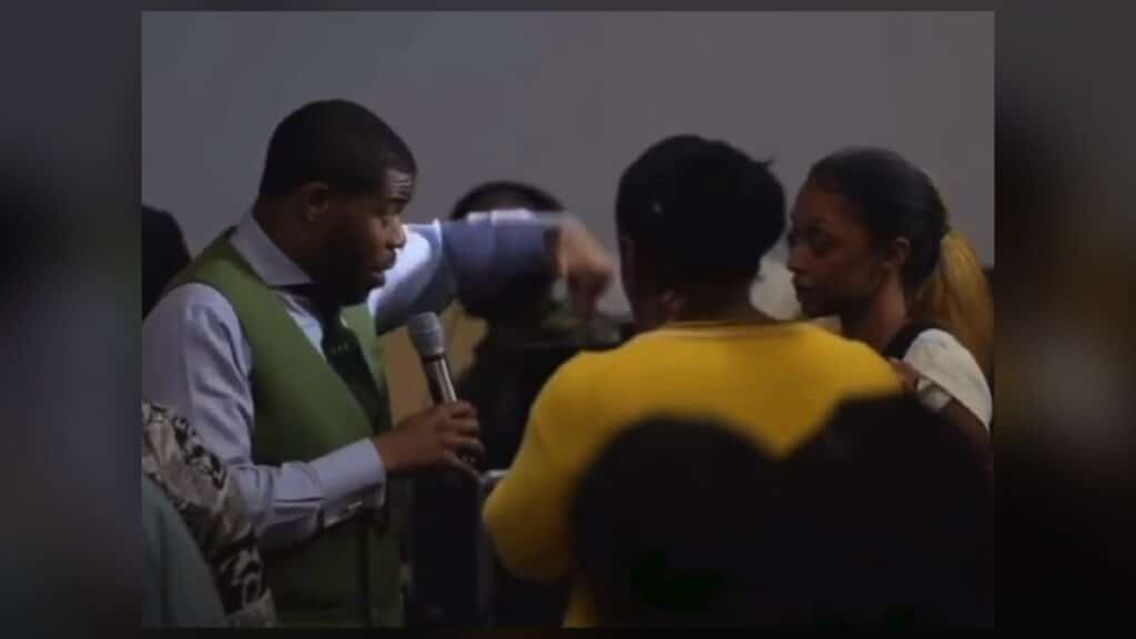 Brian Carn viral prophecy telling woman to sell house and bring tithe money during church service