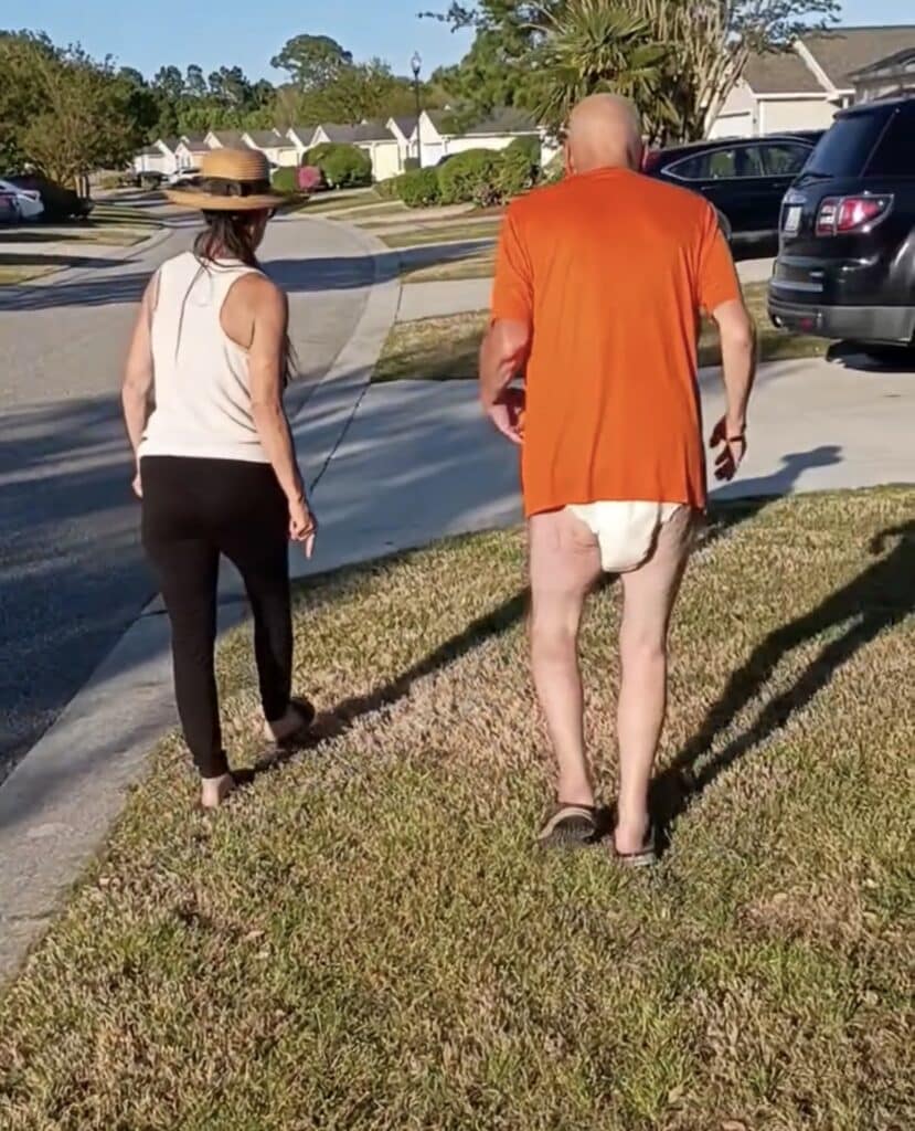 Elderly man in diaper seen outside in Wilmington North Carolina video