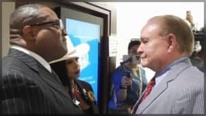 Quanell X and Dr Candice Matthews confront attorney Michael Phillips inside Brazoria County Courthouse over N-word racial slur