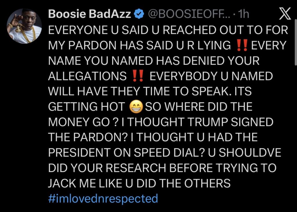 boosie badazz x post everyone u said u reached out to pardon