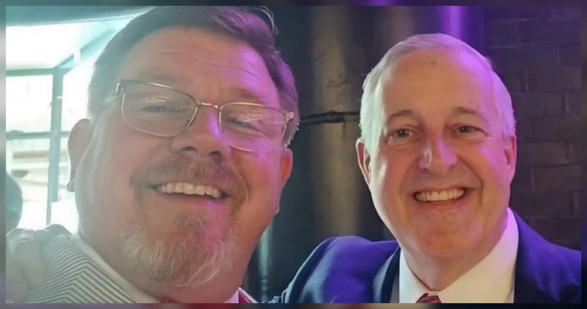 Michael Whatley and Harvey West Jr. together at an event — Whatley promoted the convicted child sex offender to NC GOP leadership